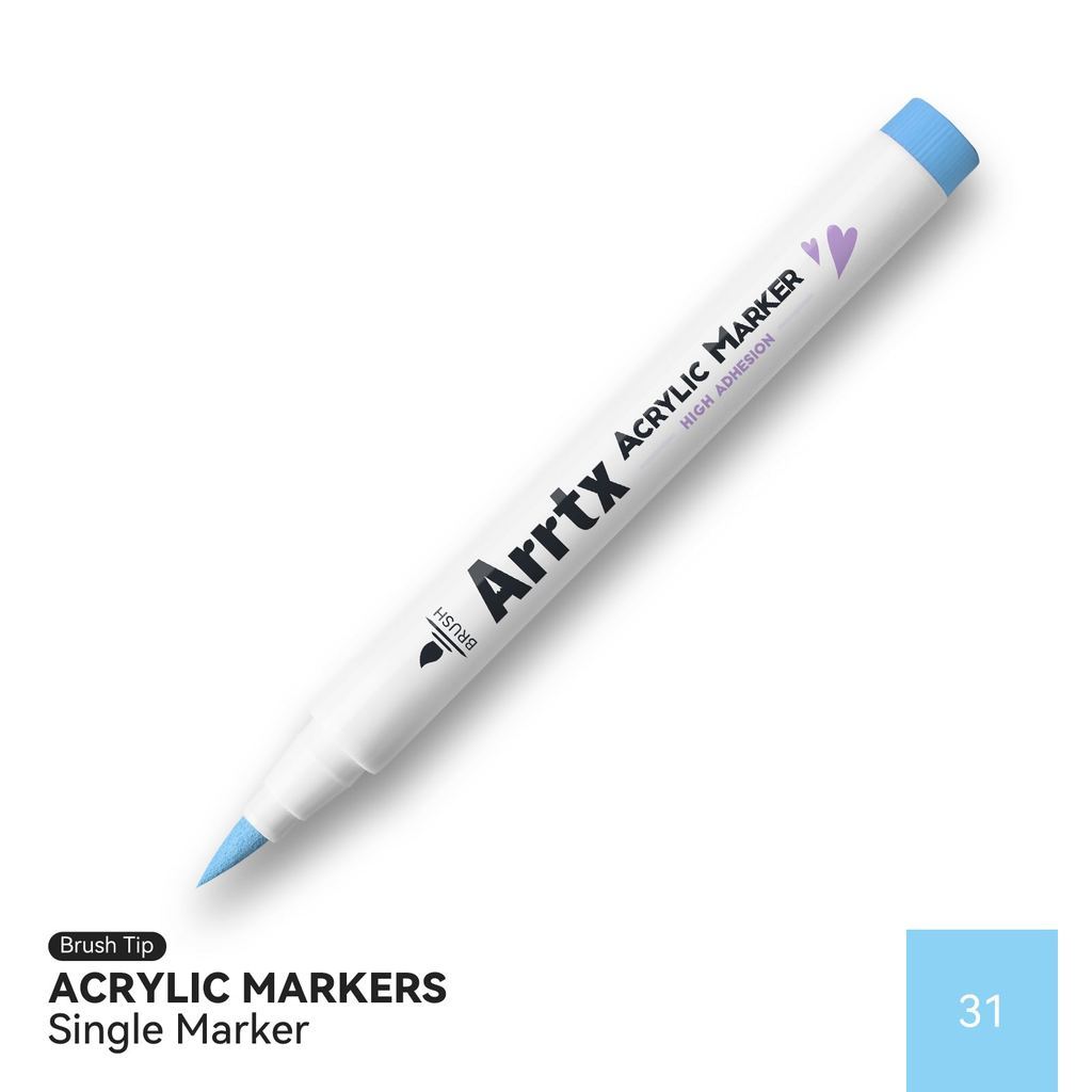 Arrtx Acrylic Brush Marker Single | Individual Water-Based Paint Marker for Paper, Wood, Canvas & More