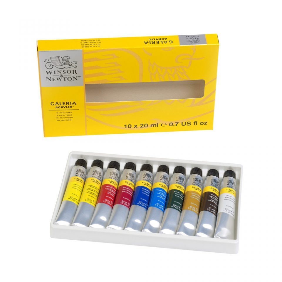 Winsor & Newton 10 Galeria Acrylic Paint Set | 20ml Artist Colour Tubes