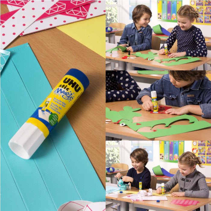 UHU Stic Magic Blue Glue Stick (8.2g/21g) | Dries Clear | Solvent-Free School Glue