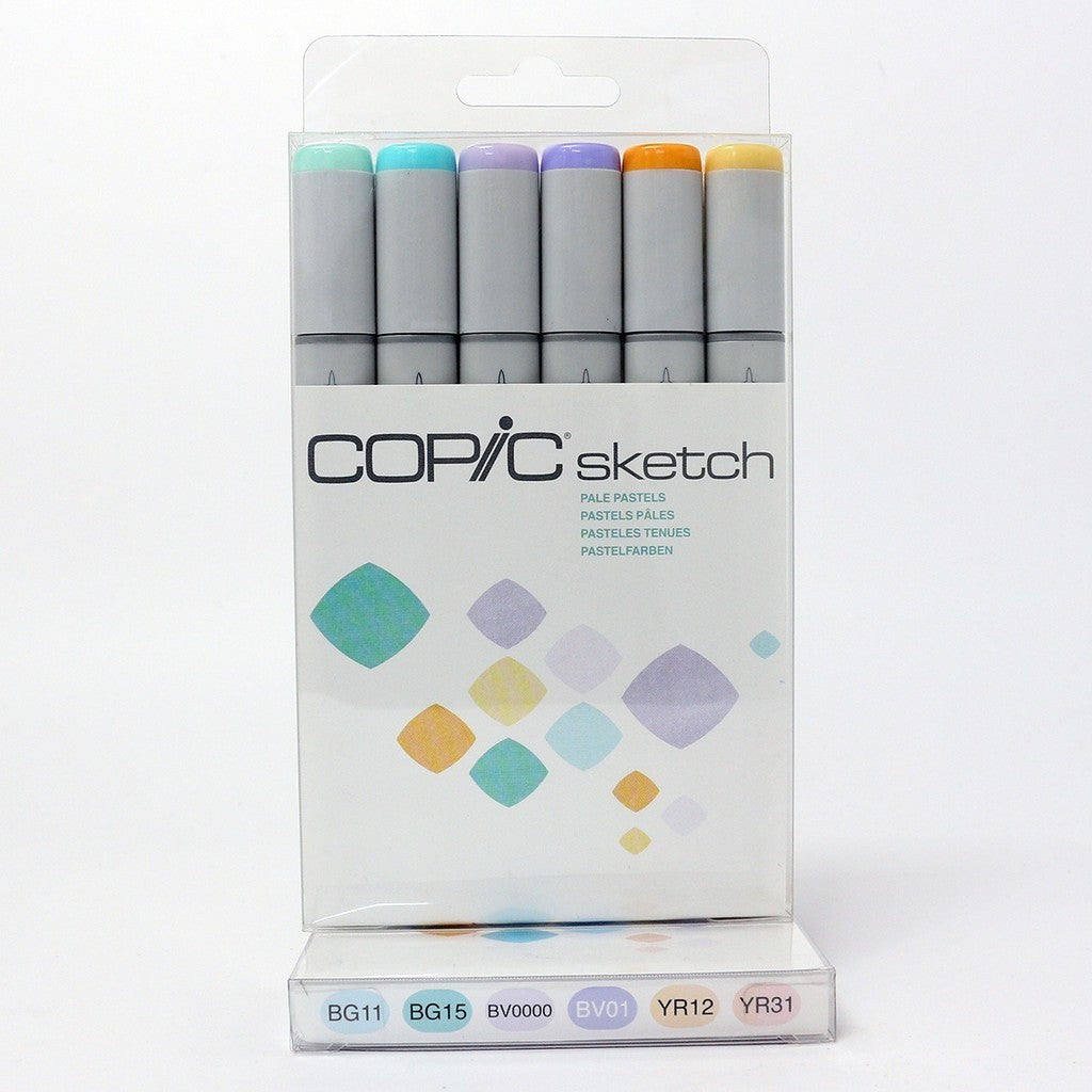 Copic Sketch 6pcs Marker Set | Blending | Pastel | Sea & Sky | Grays Alcohol Brush Markers