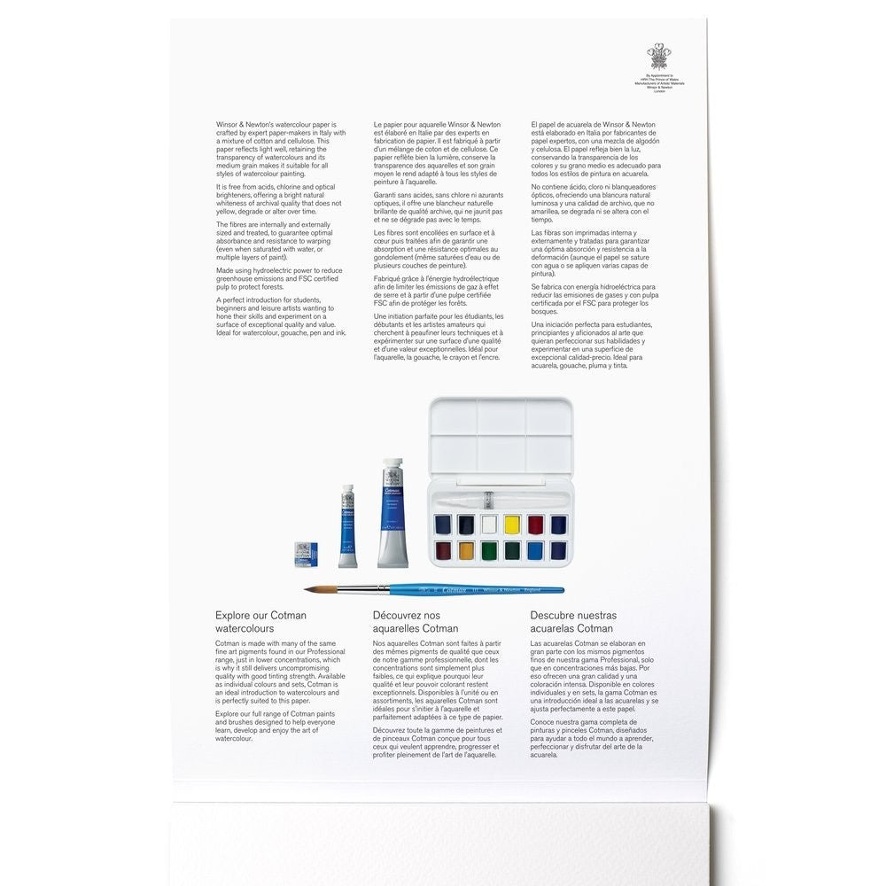 Winsor & Newton A3 Watercolour Premium Canvas Pad | Cold Press 300gsm | 12 Sheets | Made in Italy