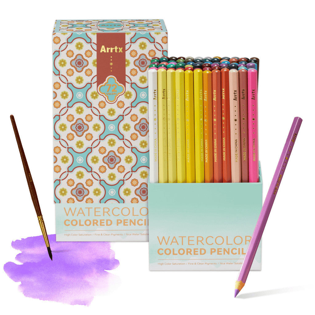 Arrtx 72 Watercolor Pencils Set (Water-Soluble Colored Pencils with Brush for Artists & Beginners)