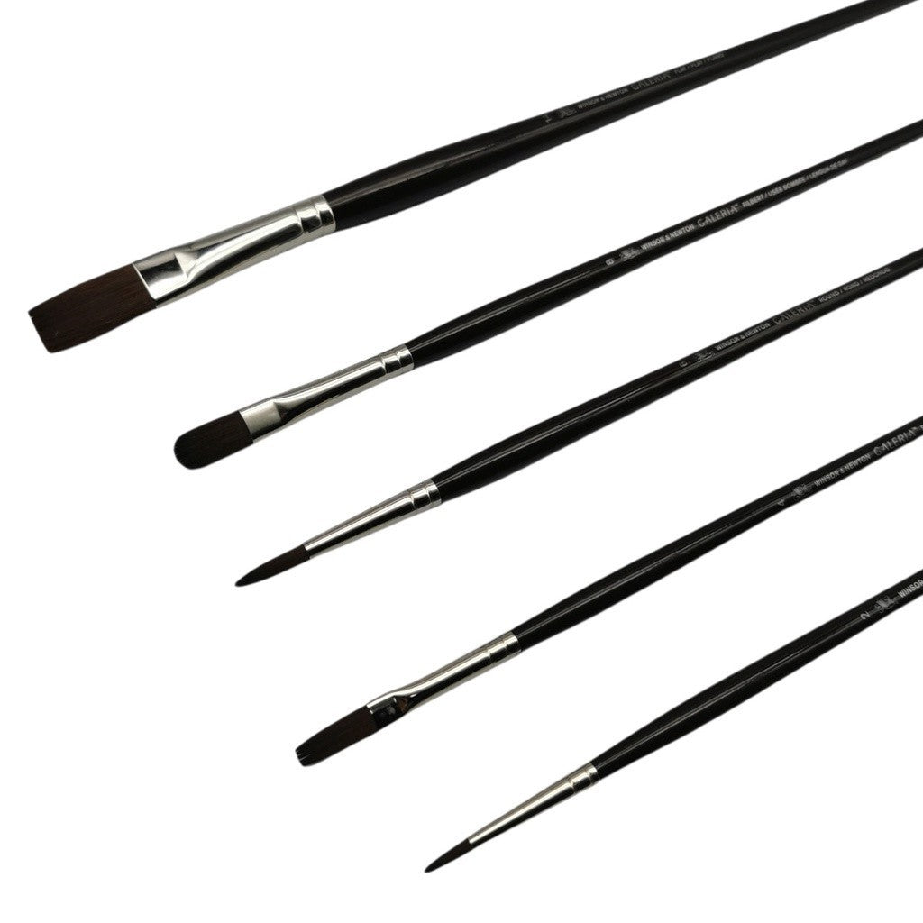 Winsor & Newton Galeria 5 Pieces Brush Set | Acrylic Oil Brush | Long Handle Versatile