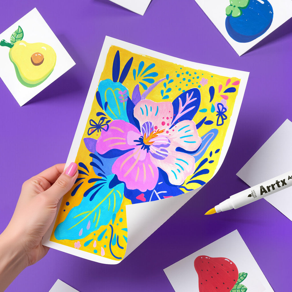 Arrtx Acrylic Brush Marker Single | Individual Water-Based Paint Marker for Paper, Wood, Canvas & More