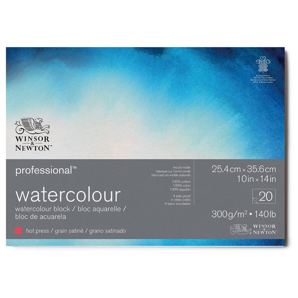 Winsor & Newton Professional Watercolour Block 20 Sheets | Hot Press | 10x14 Inches | 300gsm
