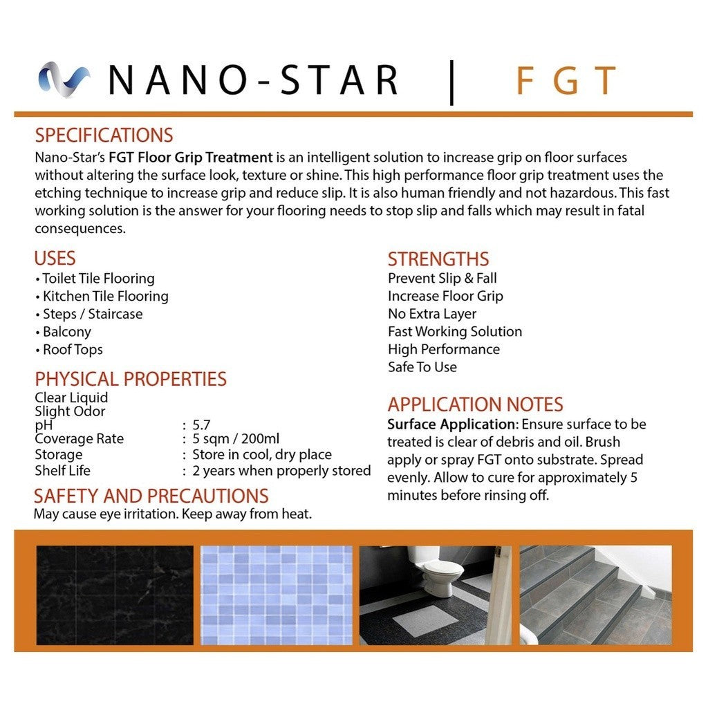 Nano-Star Anti-Slip Floor Grip Treatment 500ml / 1000ml | Wet Tile Slip Resistance | HDB Toilets