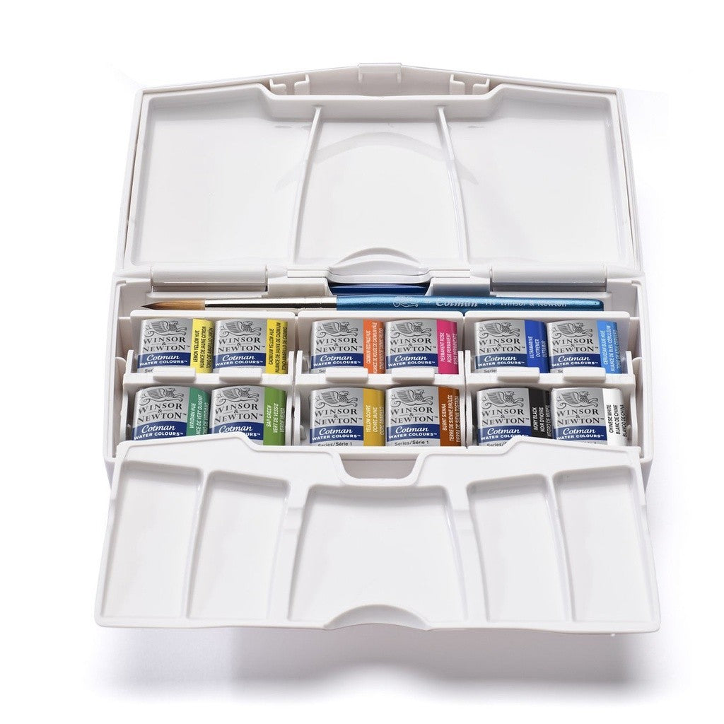 Winsor & Newton Cotman Pocket Plus | Watercolour Set 12 Half Pans | Travel Kit