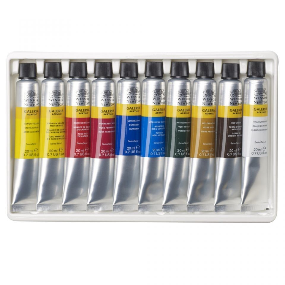 Winsor & Newton 10 Galeria Acrylic Paint Set | 20ml Artist Colour Tubes