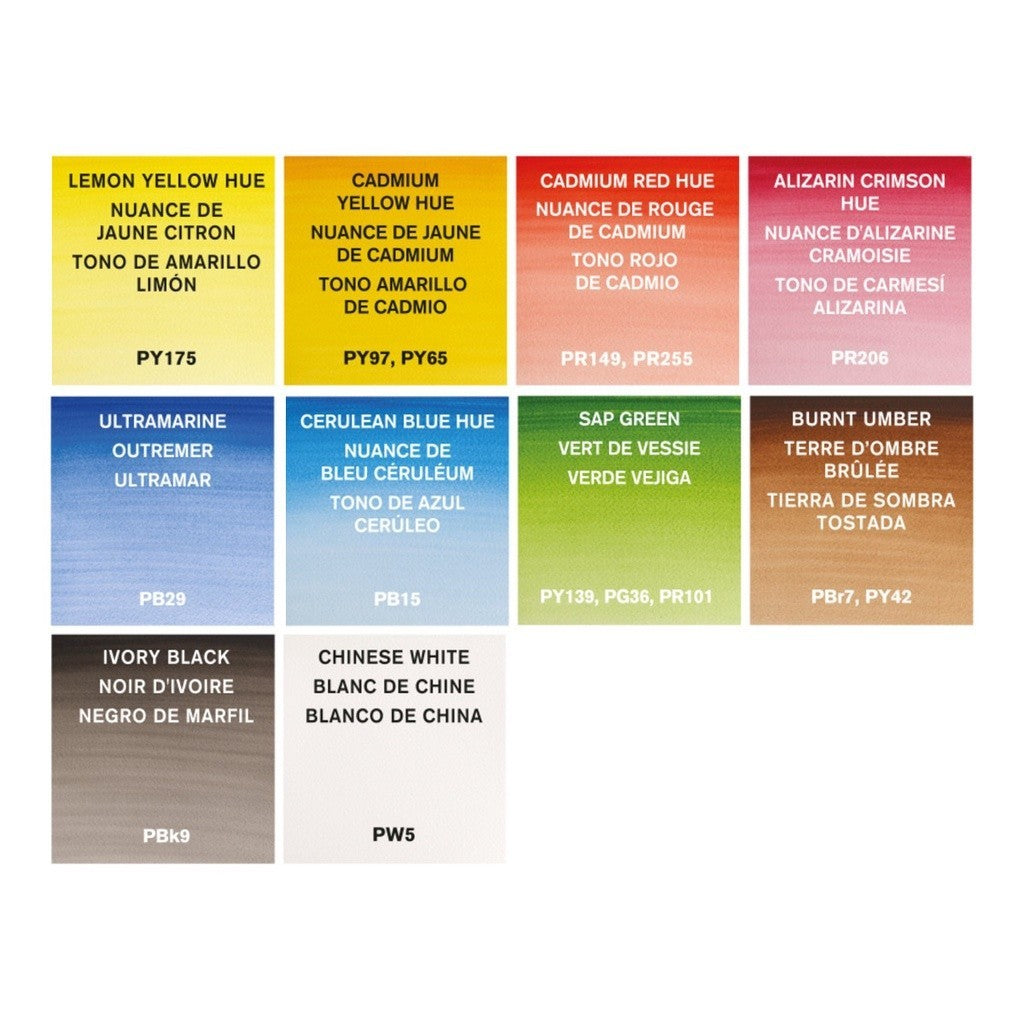 Winsor & Newton Cotman 10 Watercolour 8ml Tube | Palette Set & Brush | Portable Lightweight