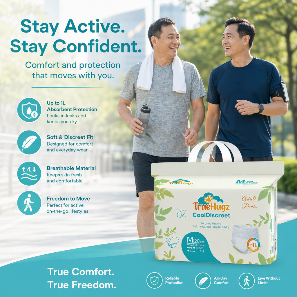 Premium Adult Pull-Up Diapers 20pcs | CoolDiscreet by TrueHugz | Ultra-Thin High Absorbency Breathable