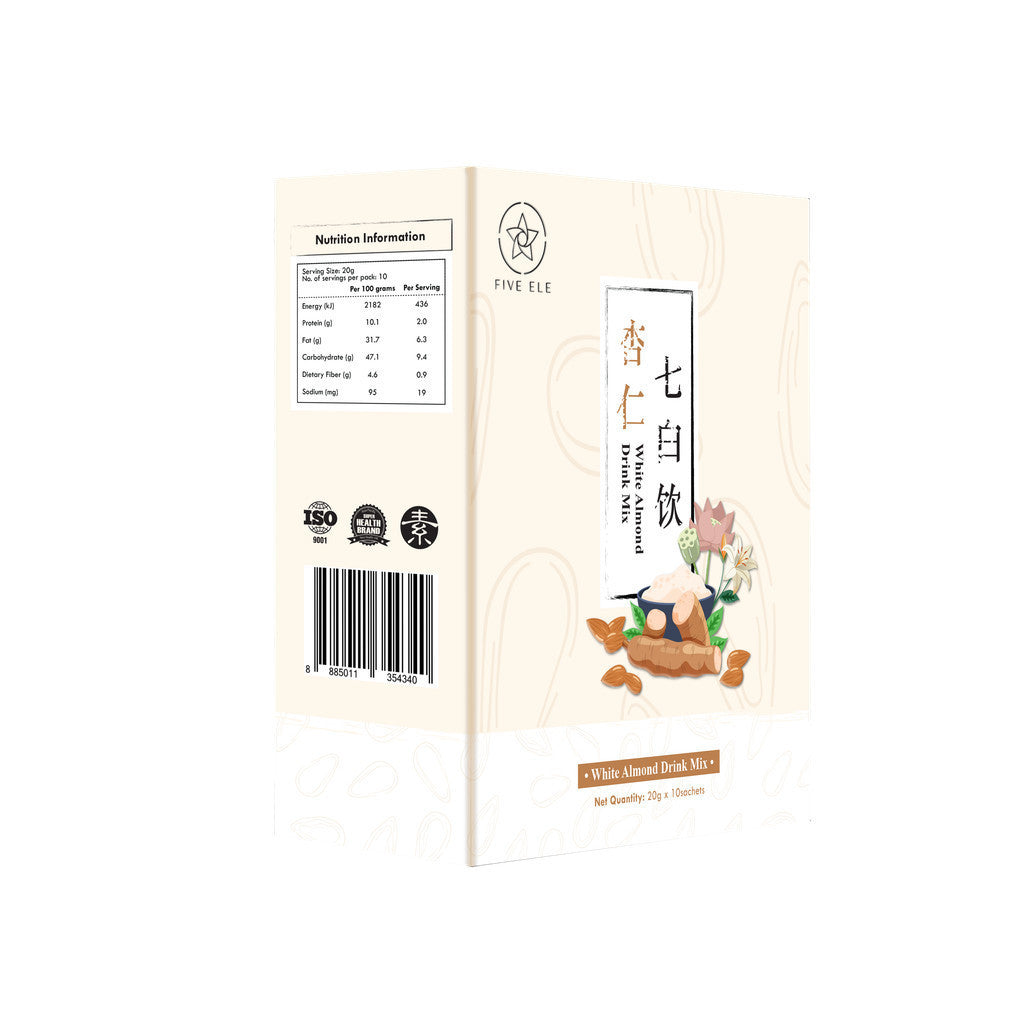 FIVE ELE White Almond Drink Mix 10 Pkts Made in SG 杏仁七白饮