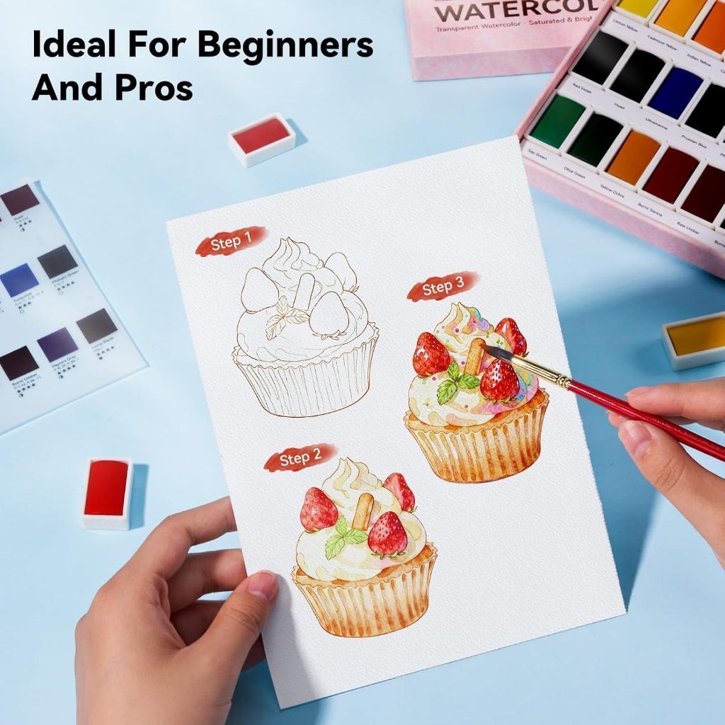 Arrtx 24 Colors Watercolor Set (Rich Pigmented Watercolour Paint Set for Beginners & Artists)