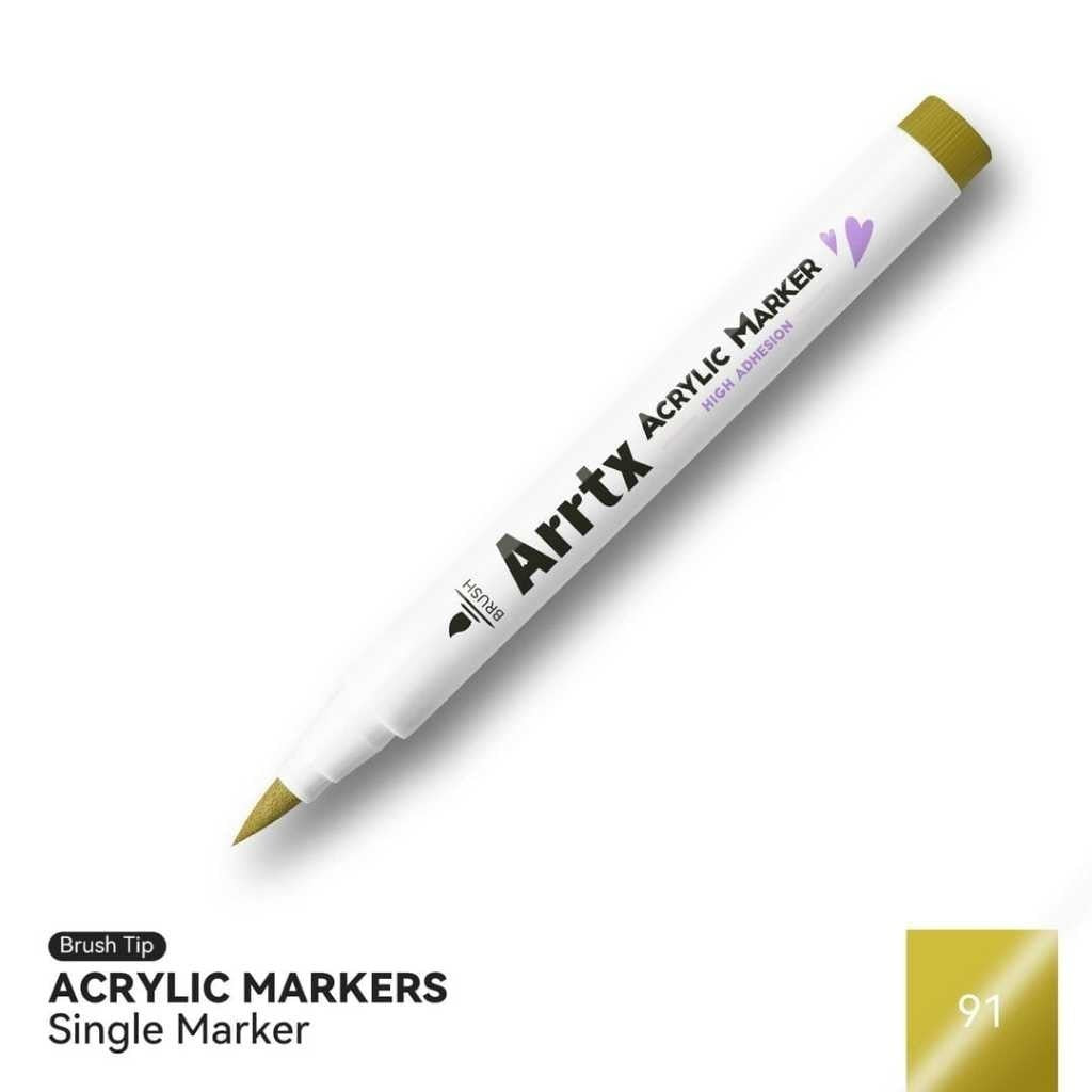 Arrtx Acrylic Brush Marker Single | Individual Water-Based Paint Marker for Paper, Wood, Canvas & More