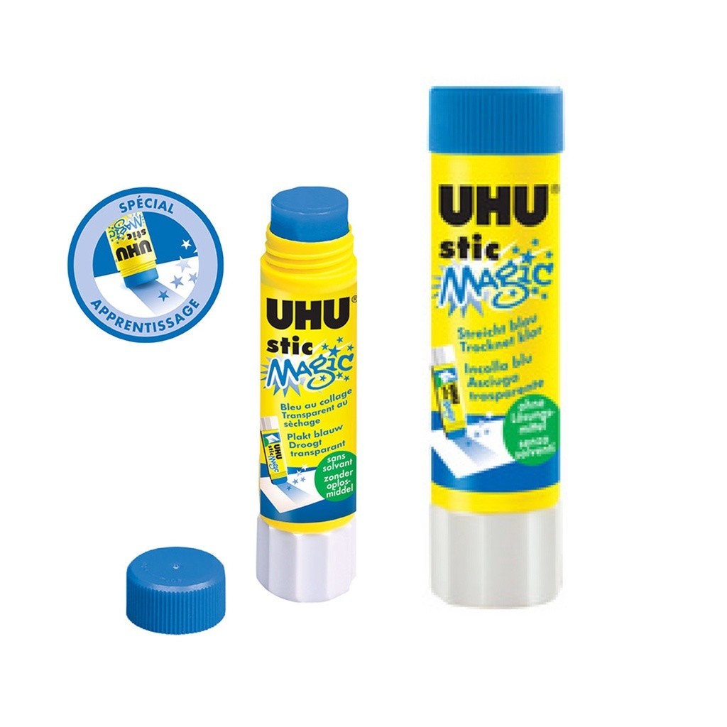 UHU Stic Magic Blue Glue Stick (8.2g/21g) | Dries Clear | Solvent-Free School Glue
