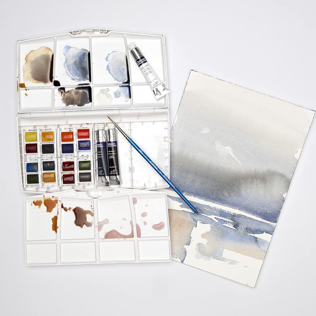 Winsor & Newton Cotman Watercolour 20 Pieces Mixed Travel Set | Half Pan & Tube