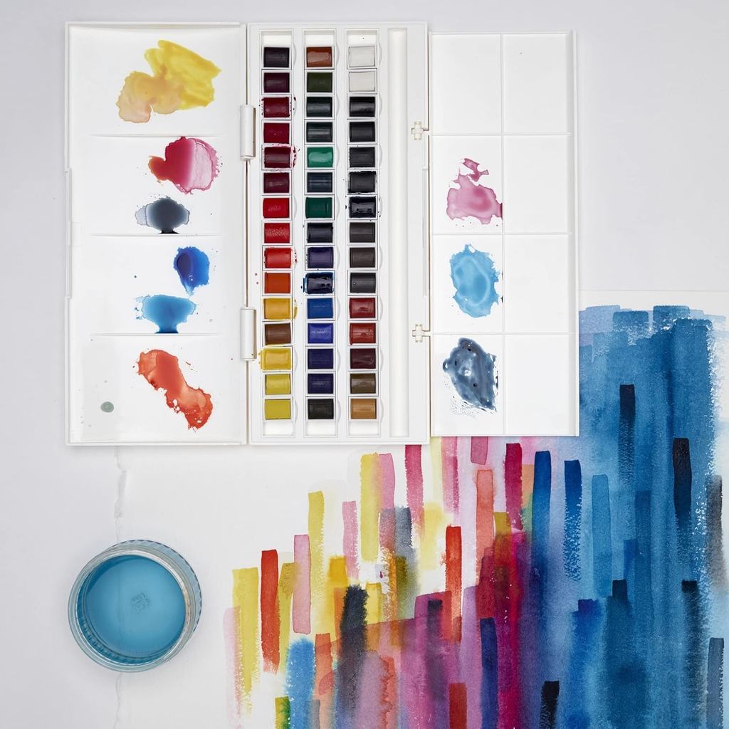 Winsor & Newton Cotman Watercolour Studio Set | 45 Half Pans & Brush | Complete Set
