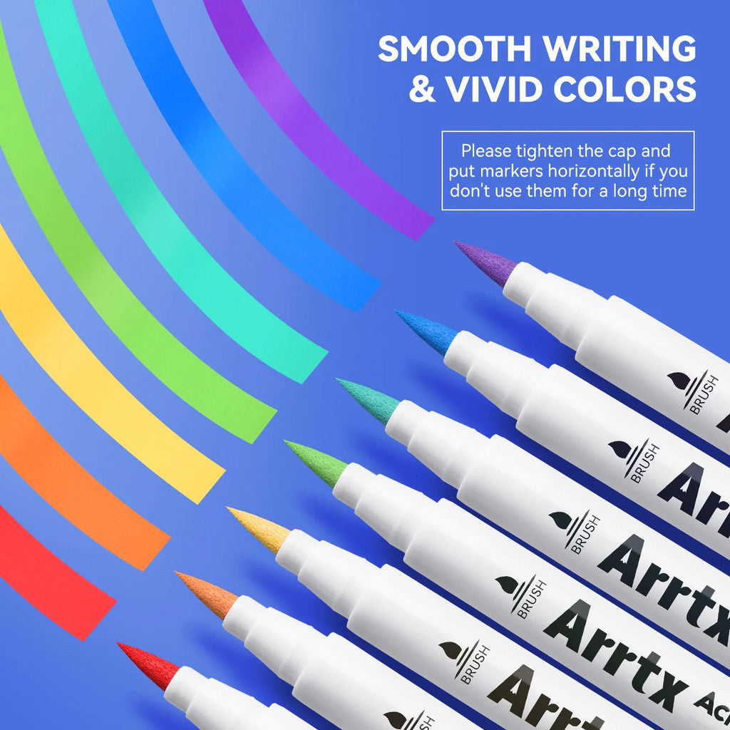 Arrtx Acrylic Brush Marker Single | Individual Water-Based Paint Marker for Paper, Wood, Canvas & More