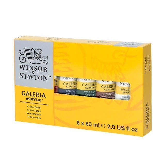 Winsor & Newton Galeria 6 Acrylic Paint Set 60ml | Basic Colour Tubes | Easy to Use