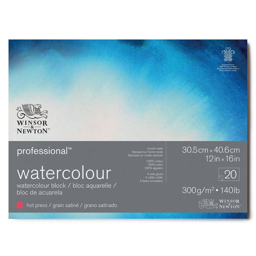 Winsor & Newton Professional Watercolour Pad | Hot Press | 12x16 Inches | 300gsm 20sheets