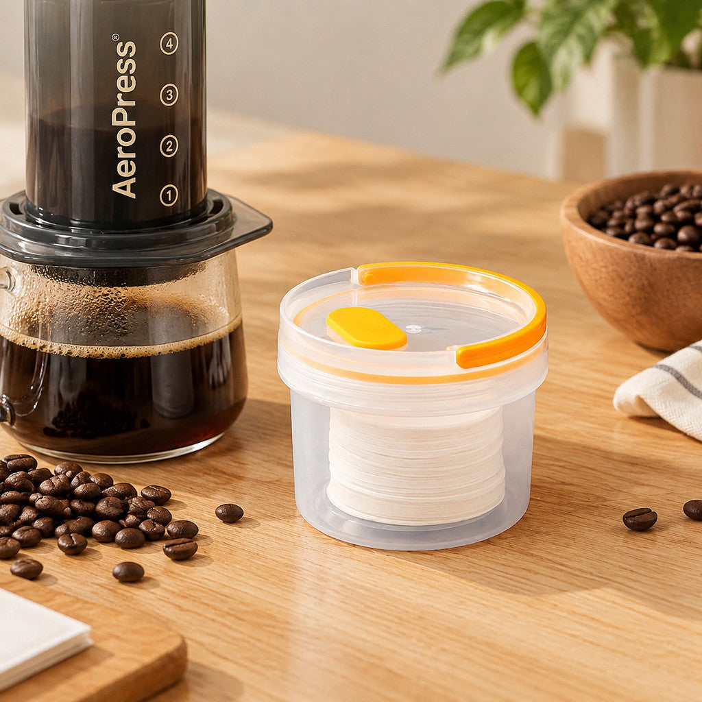 Airtight Coffee Filter Paper Storage Container by Hadler | AeroPress, Kalita Wave & Hario V60 Filters