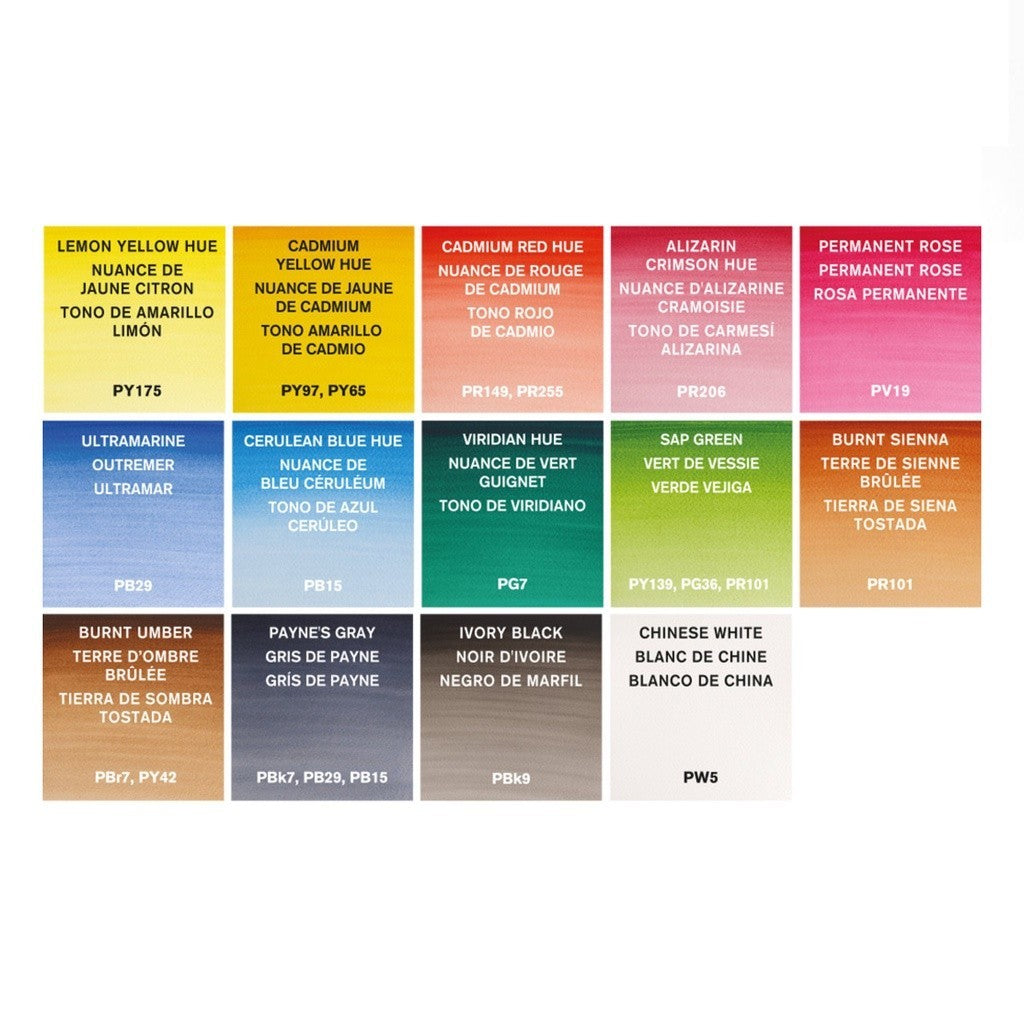 Winsor & Newton Cotman Watercolour Compact Set | 14 Half Pans + Brush | Travel Kit