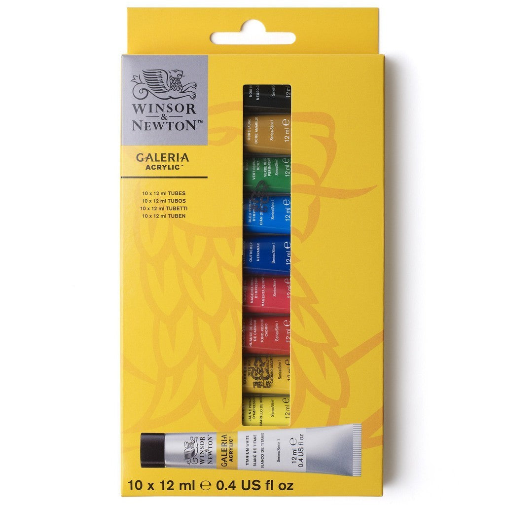 Winsor & Newton 10 Galeria Acrylic Paint Set | 12ml Artist Colour Tube Set