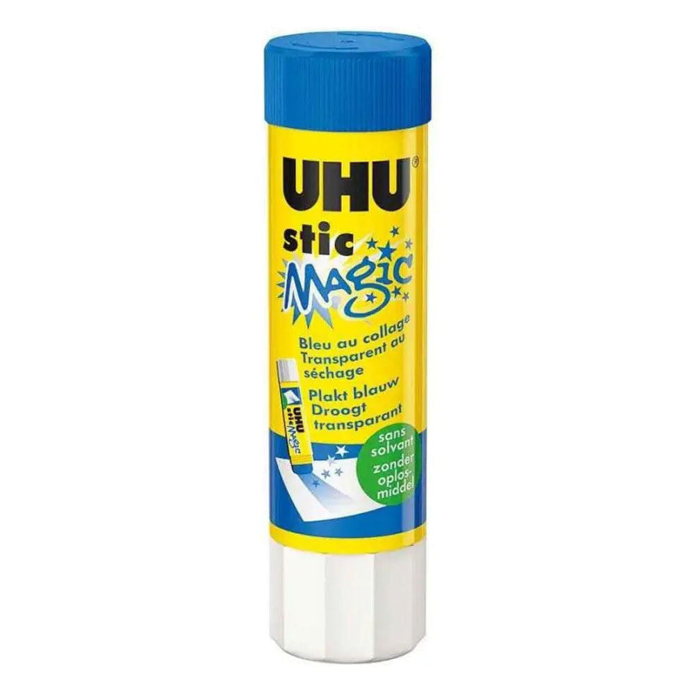 UHU Stic Magic Blue Glue Stick (8.2g/21g) | Dries Clear | Solvent-Free School Glue