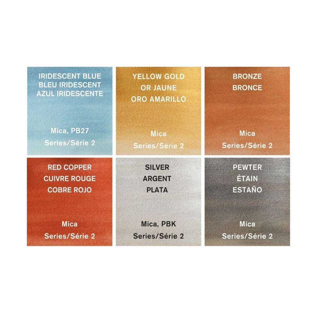 Winsor & Newton Cotman 6 Metallic Watercolour Set | 8ml Tubes | Iridescent Paint