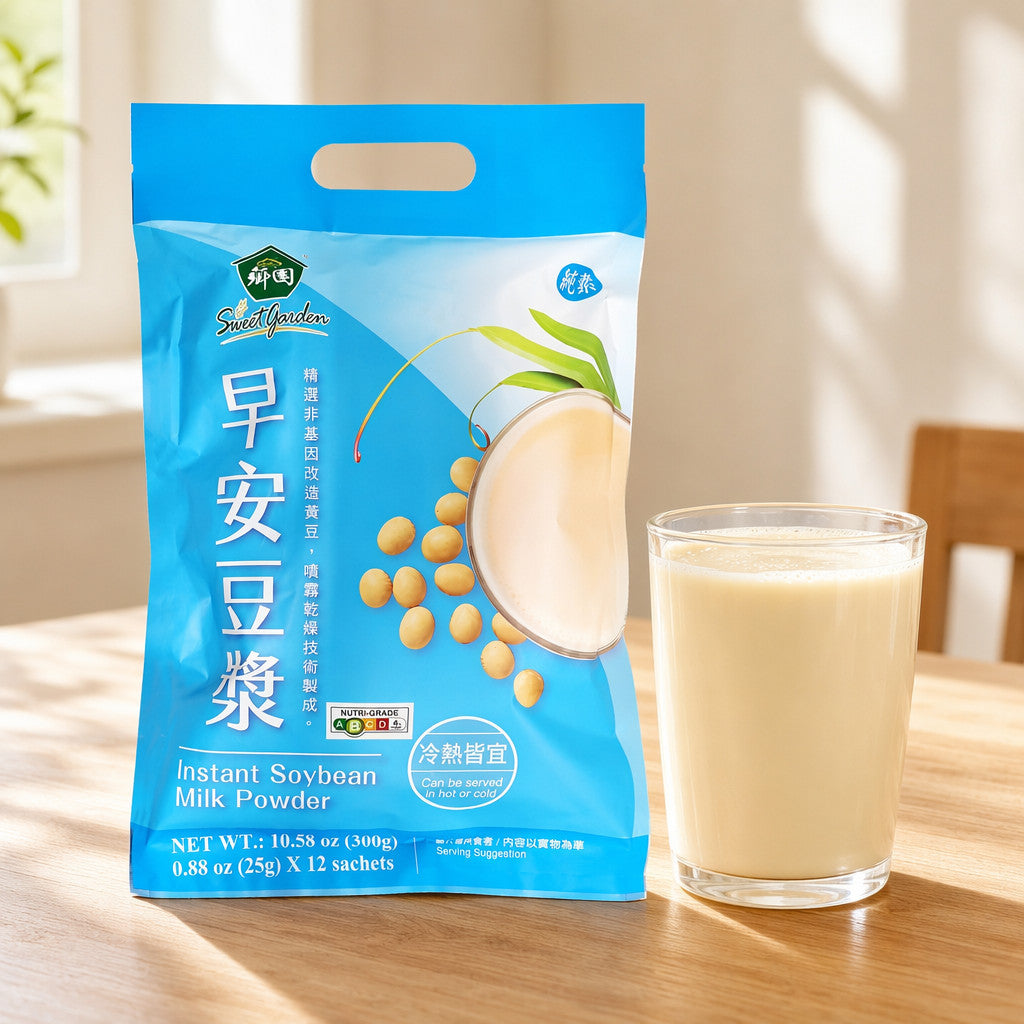 Sweet Garden Instant Soybean Milk Powder | Non-GMO Soy Drink (25g x 12 Sachets)