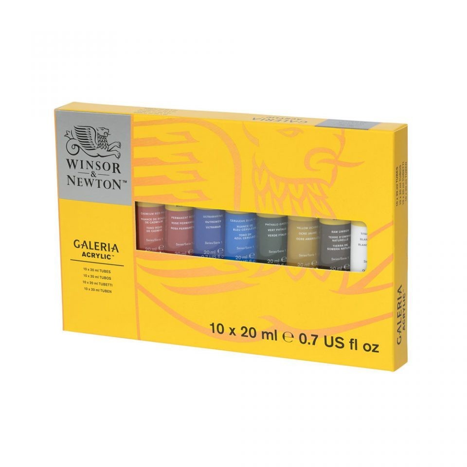 Winsor & Newton 10 Galeria Acrylic Paint Set | 20ml Artist Colour Tubes