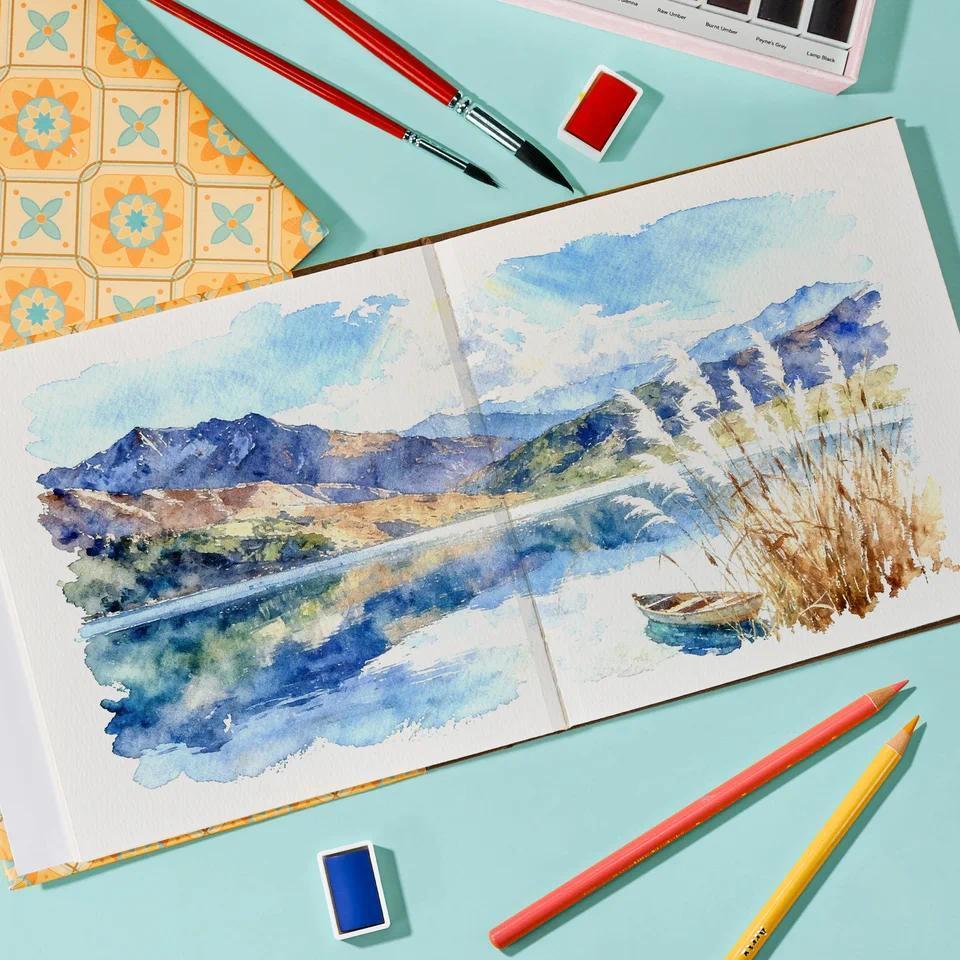 Arrtx 100% Cotton Watercolor Sketchbook 300gsm Hardcover 24 Sheets