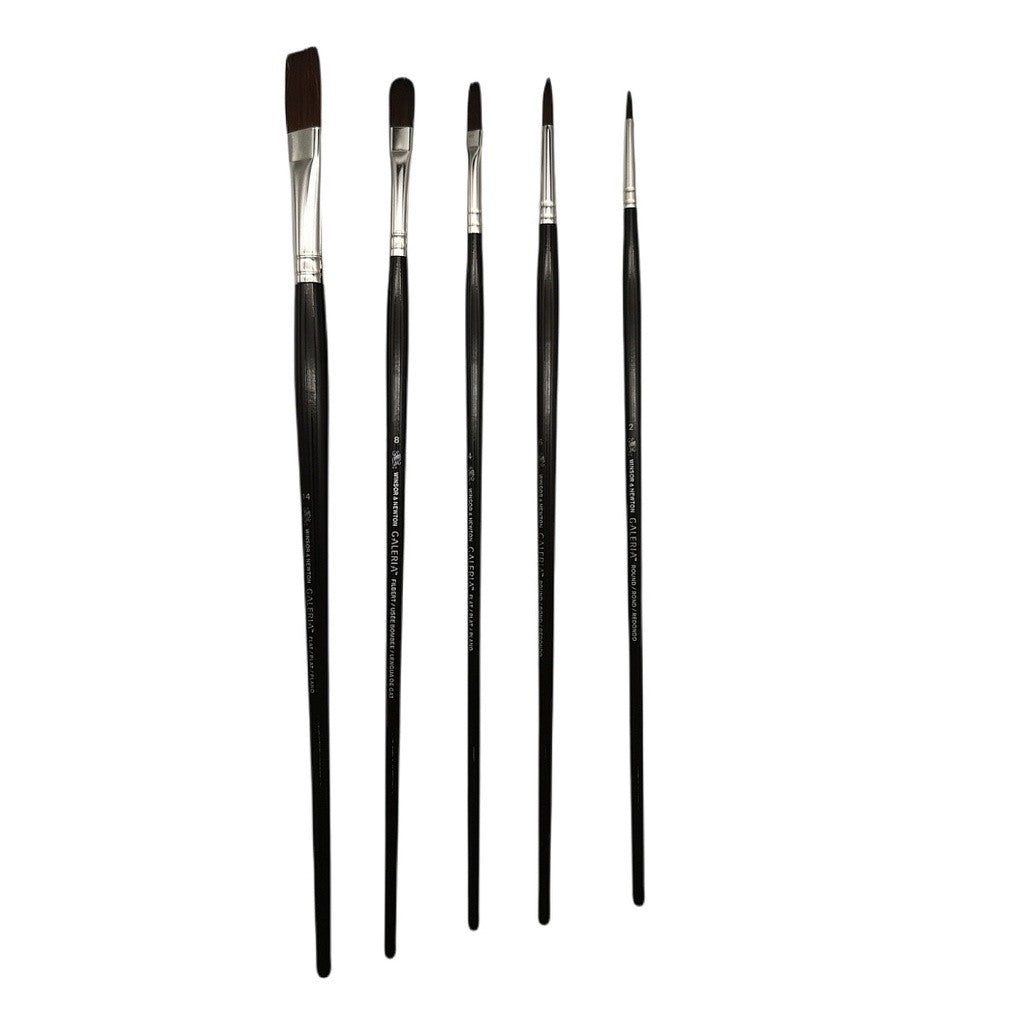 Winsor & Newton Galeria 5 Pieces Brush Set | Acrylic Oil Brush | Long Handle Versatile