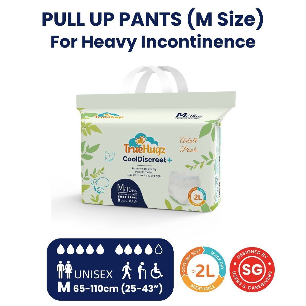 Premium Adult Pull-Up Diapers 15pcs | CoolDiscreet+ by TrueHugz | Overnight High Absorbency | Ultra-Thin