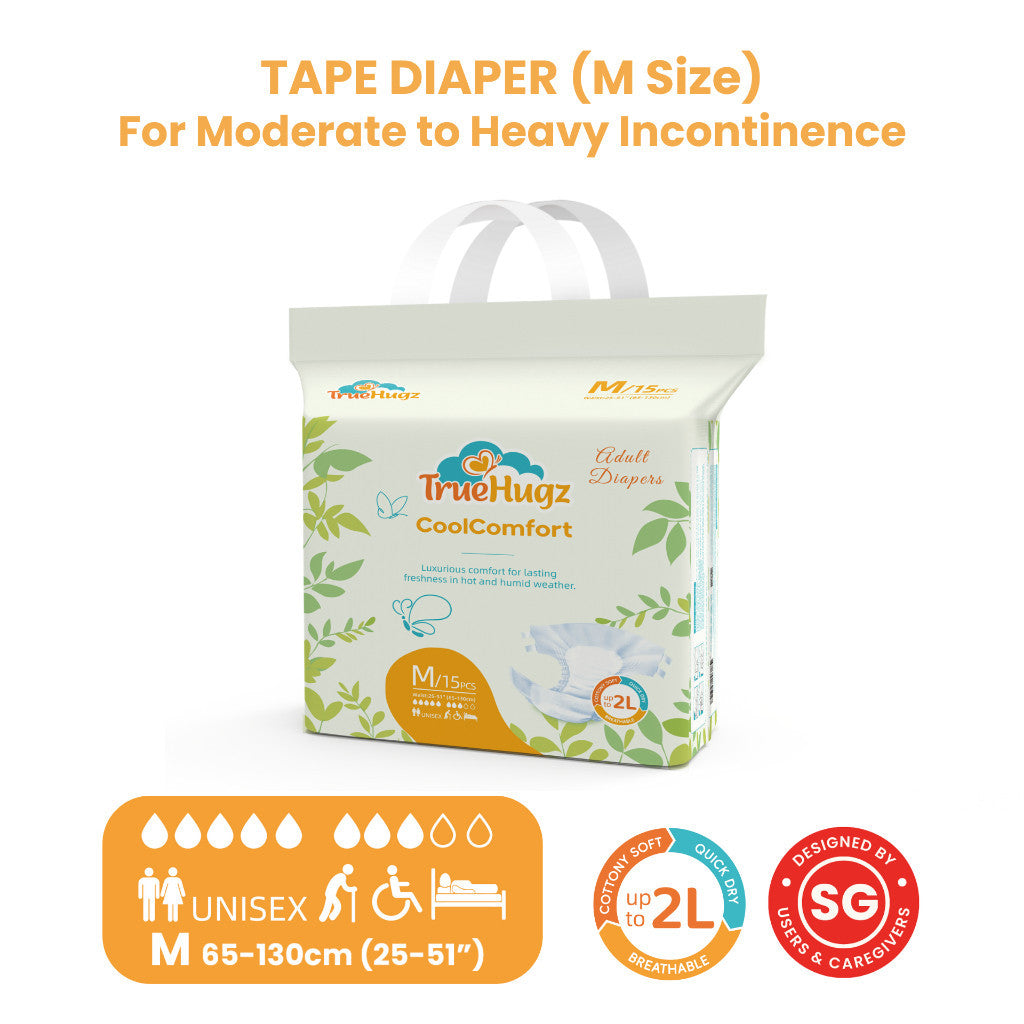 Premium Adult Tape Diapers 15pcs | CoolComfort by TrueHugz | Ultra-Thin High Absorbency Leak Proof