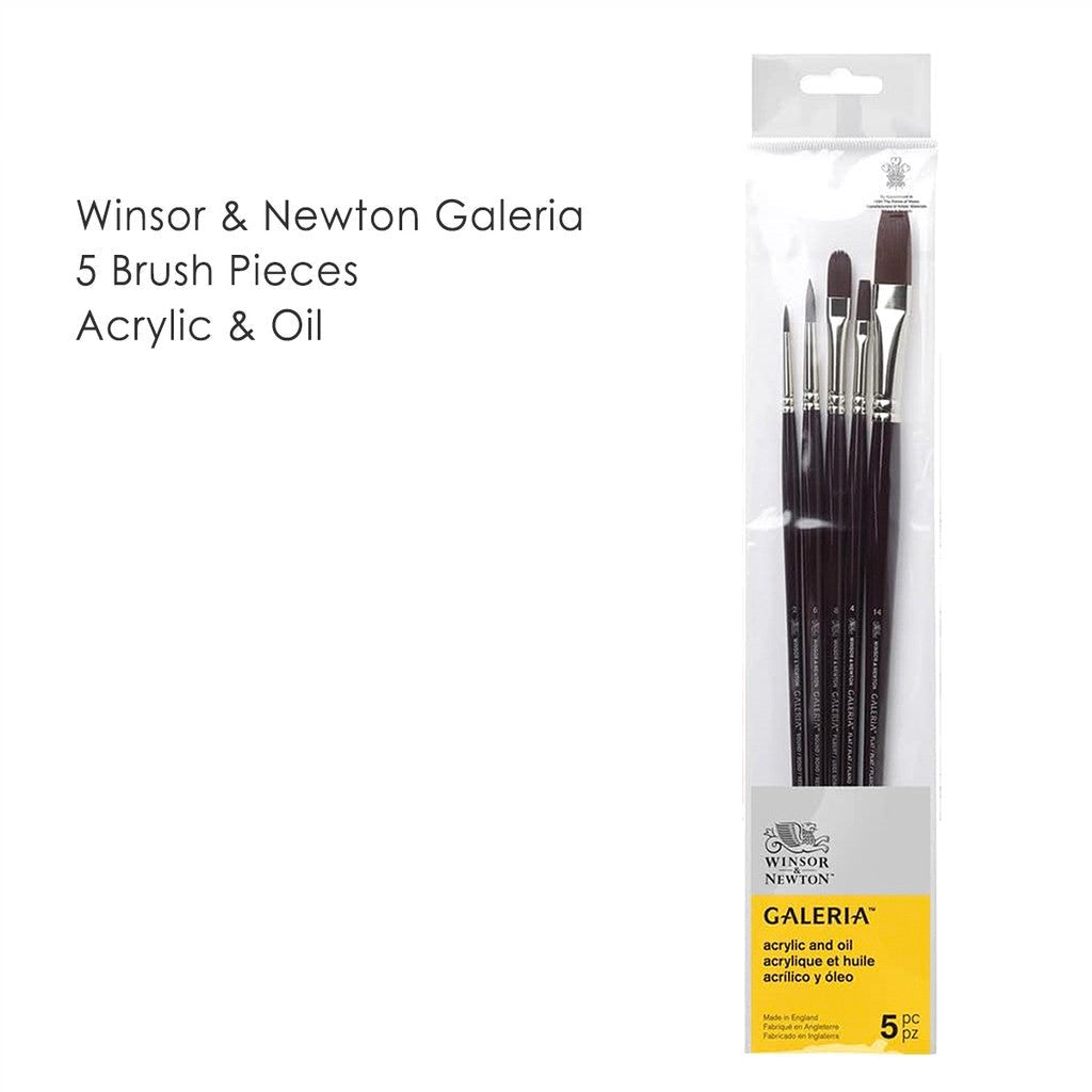 Winsor & Newton Galeria 5 Pieces Brush Set | Acrylic Oil Brush | Long Handle Versatile