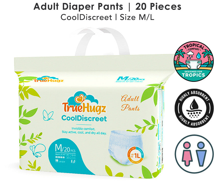 Premium Adult Pull-Up Diapers 20pcs | CoolDiscreet by TrueHugz | Ultra-Thin High Absorbency Breathable