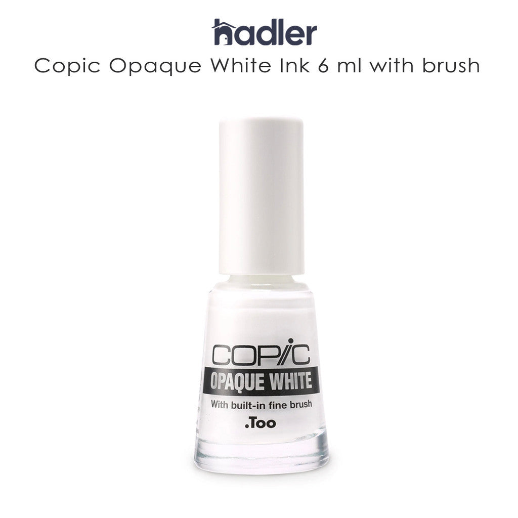 COPIC Opaque White 6ml Brush Bottle – Highlight Ink with Built-in Fine Brush