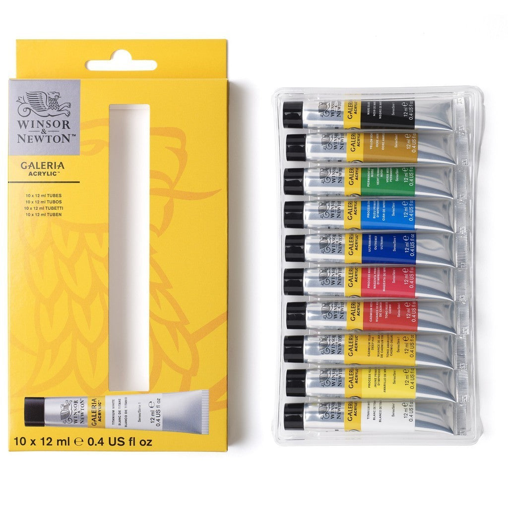 Winsor & Newton 10 Galeria Acrylic Paint Set | 12ml Artist Colour Tube Set