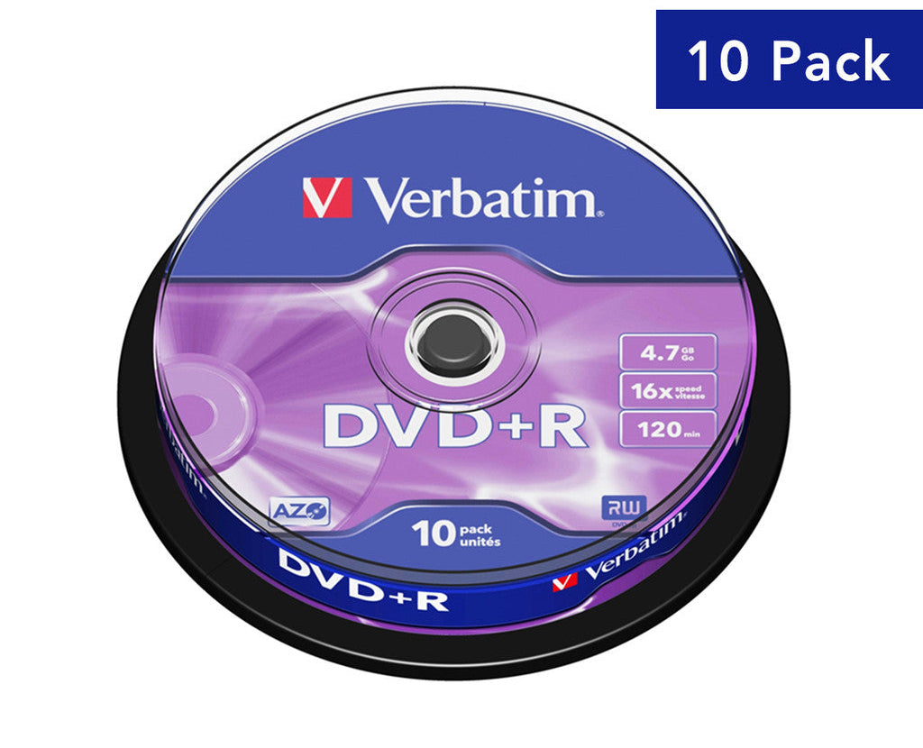Verbatim DVD+R 4.7GB 16X 120min Blank Recordable Disc [10pcs]