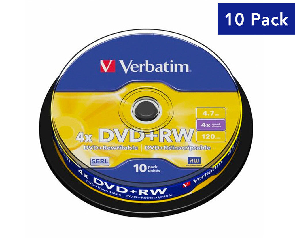 Verbatim DVD+RW 4.7GB 4X 120min Rewritable Disc [10pcs]