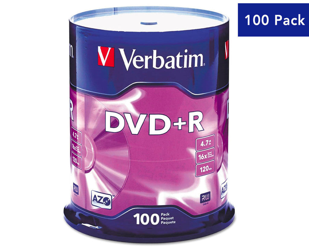 Verbatim DVD+R 4.7GB 16X 120min Blank Recordable Disc [100pcs]