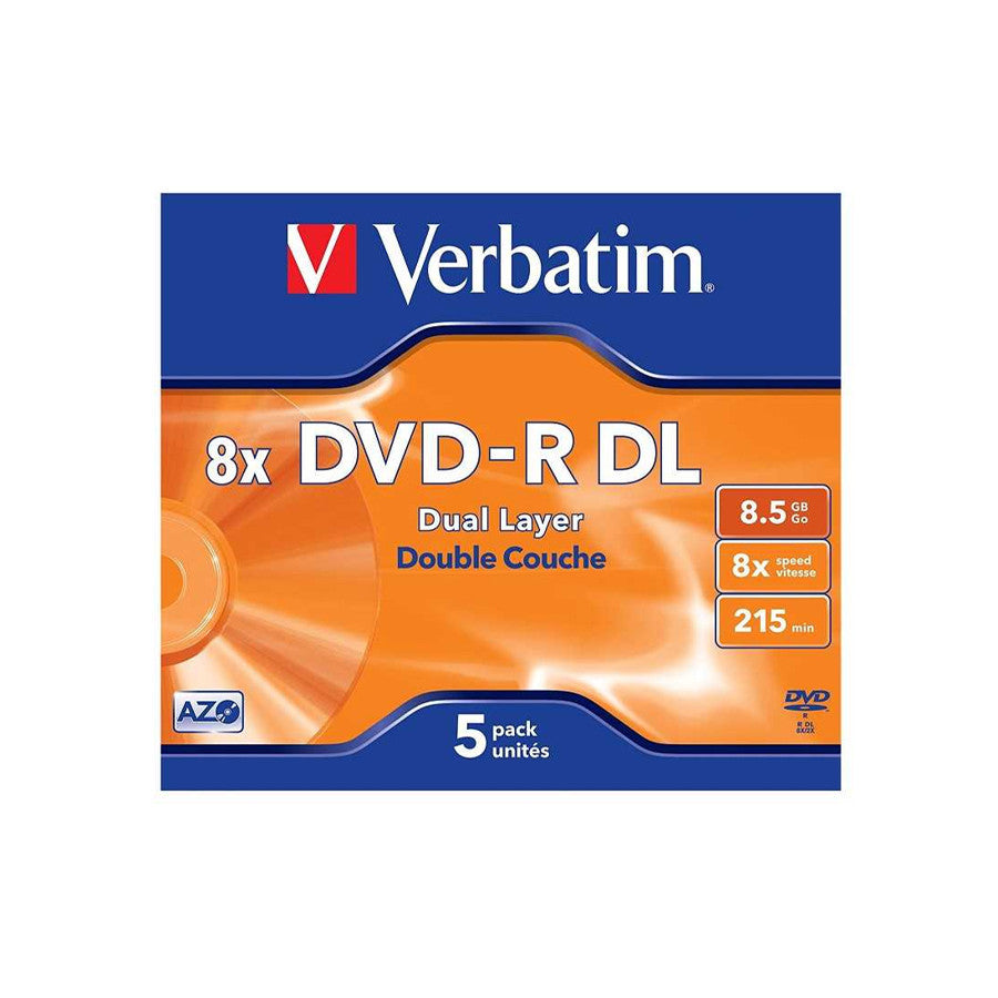 Verbatim DVD-R DL 8.5GB 8X Dual Layer 215min Individually Packed [5pcs]