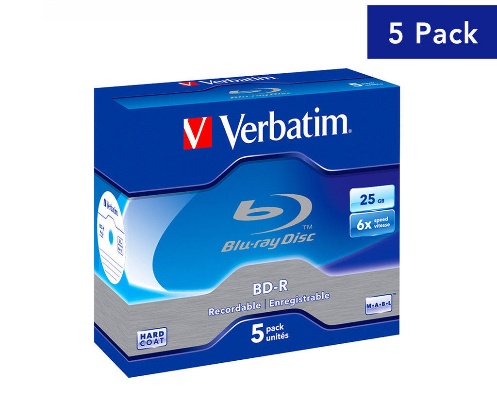 Verbatim BD-R 25GB 6X Blu-ray Recordable Disc Jewel Case [5pcs]