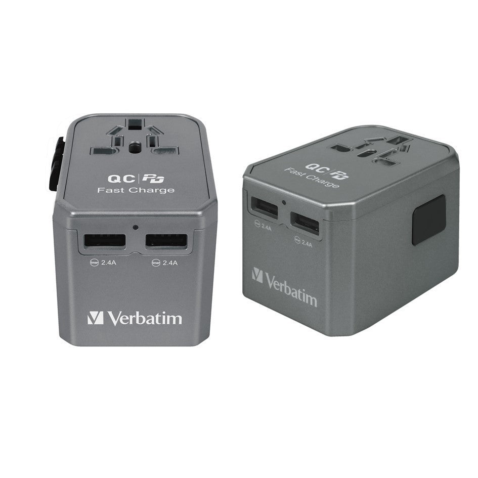 Verbatim 45W Universal Travel Adapter 4 USB Ports including USB-C [EU/UK/US/AU Plug]