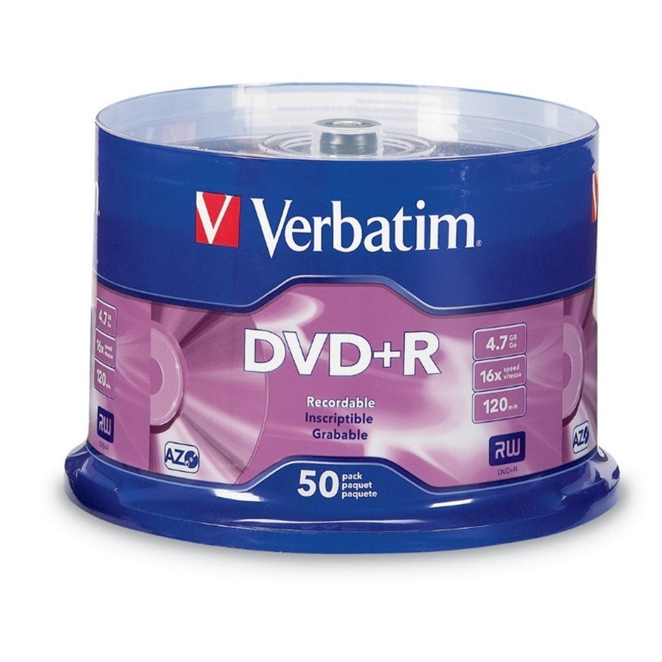 Verbatim DVD+R 4.7GB 16X 120min Blank Recordable Disc [50pcs]