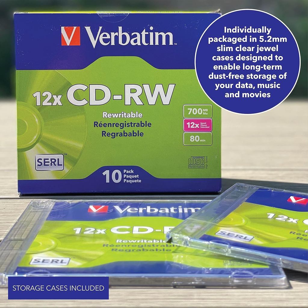 Verbatim CD-RW 700MB 12X 80min Rewritable Disc [10pcs]