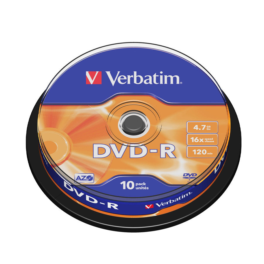 Verbatim DVD-R 4.7GB 16X 120min Blank Recordable Discs [10pcs]