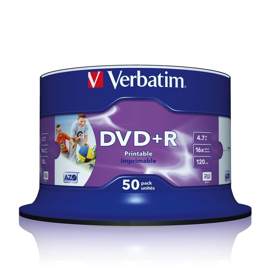 Verbatim DVD+R Printable 4.7GB 16X 120min Blank Disc [50pcs]