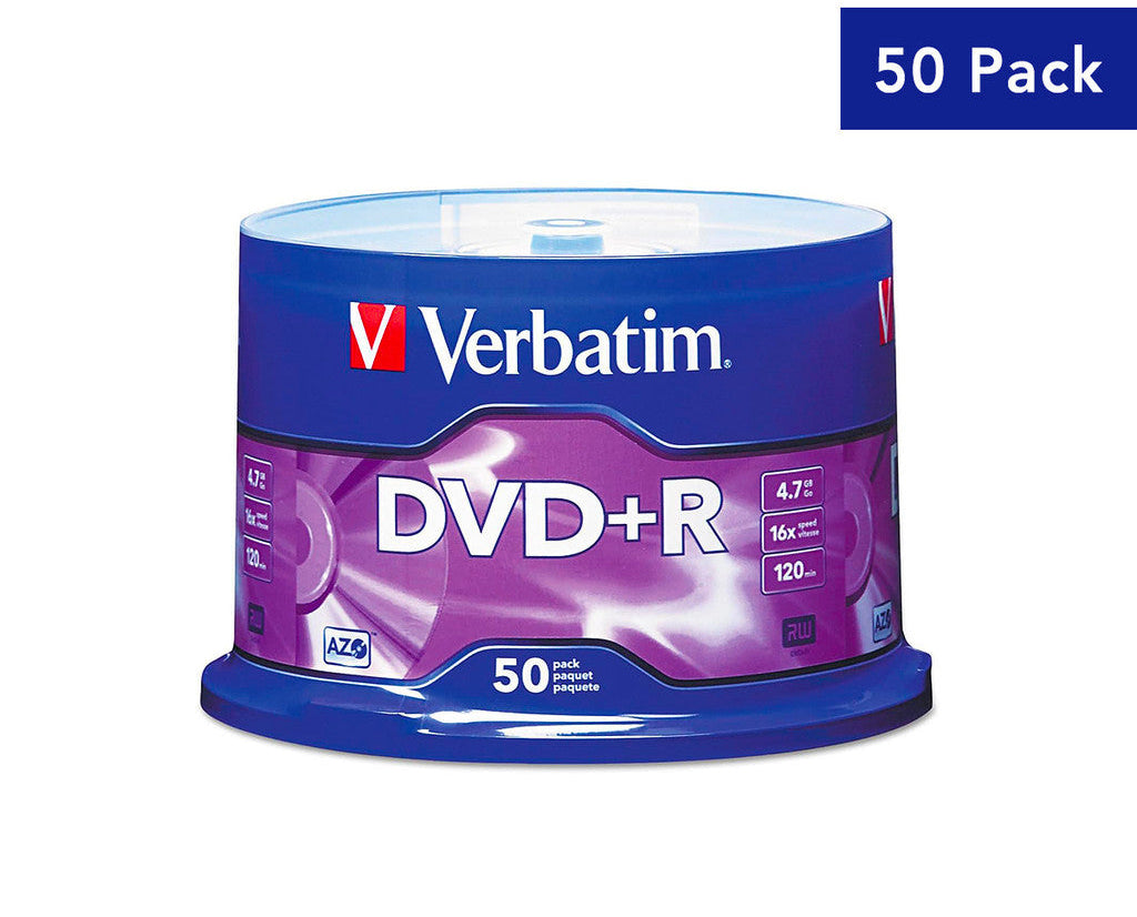 Verbatim DVD+R 4.7GB 16X 120min Blank Recordable Disc [50pcs]