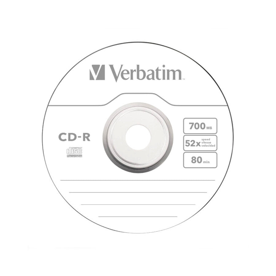 Verbatim CD-R 700MB 52X 80min Blank Recordable Disc [100pcs]